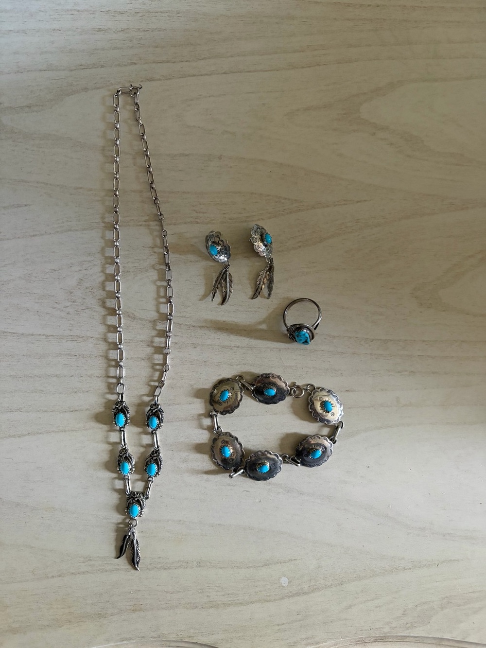 Turquoise/ sterling silver jewelry set